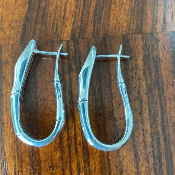 John Hardy Authentic Sterling Silver and Black Sapphire Earrings - Picture 8 of 12